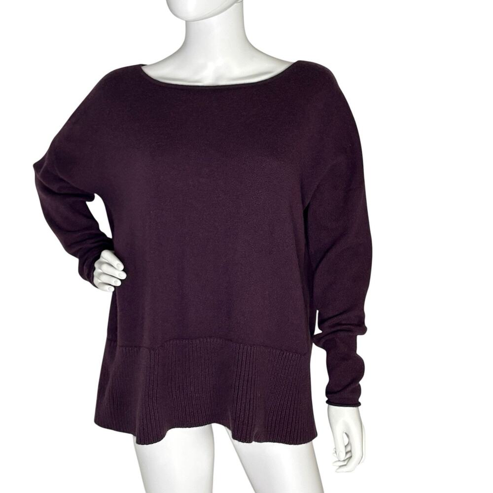 Diane Von Furstenberg DVF 100% Cashmere Sweater Boat Neck Eggplant Size L
